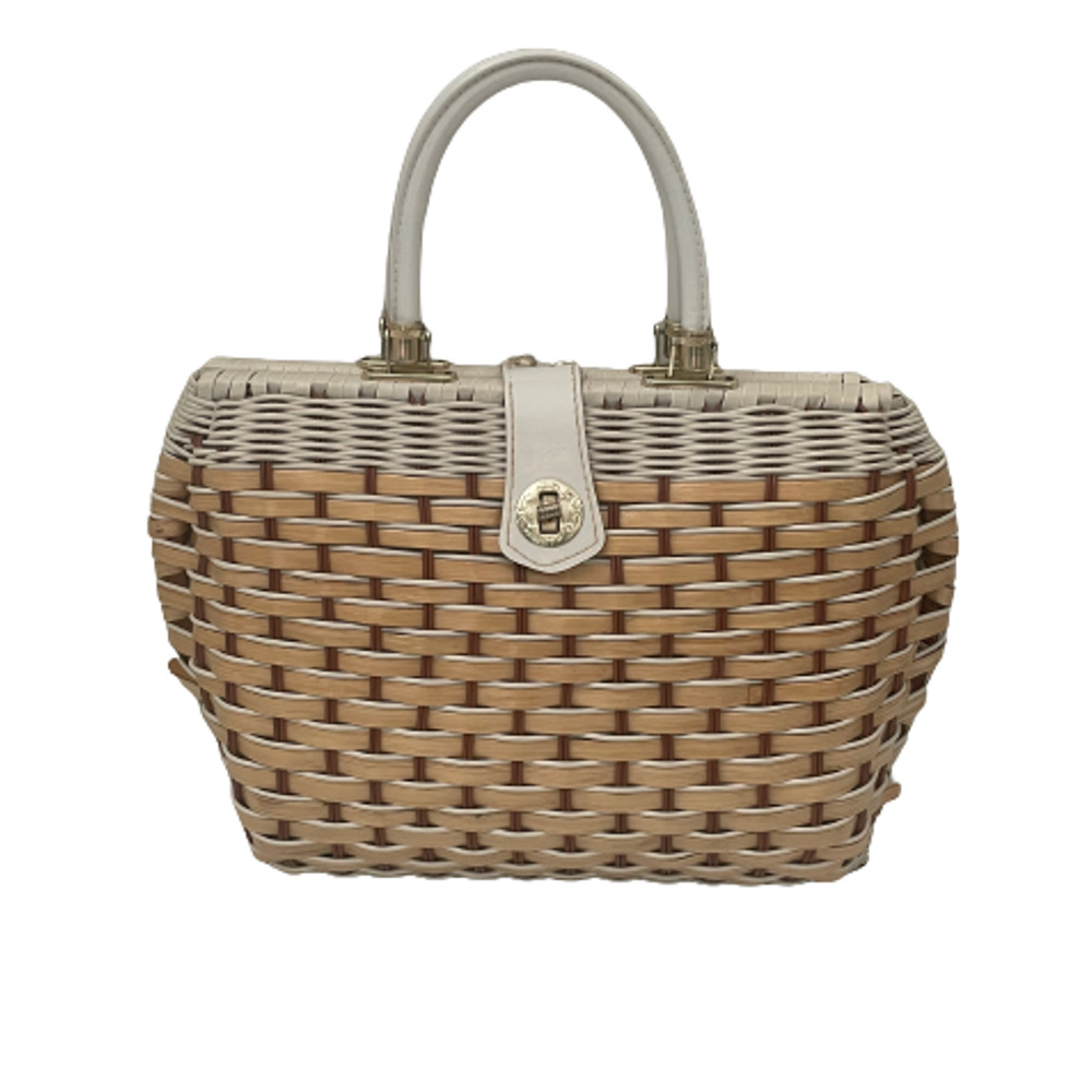 John Wind Vintage Woven Wicker Retro 70's Style Hand Bag Purse